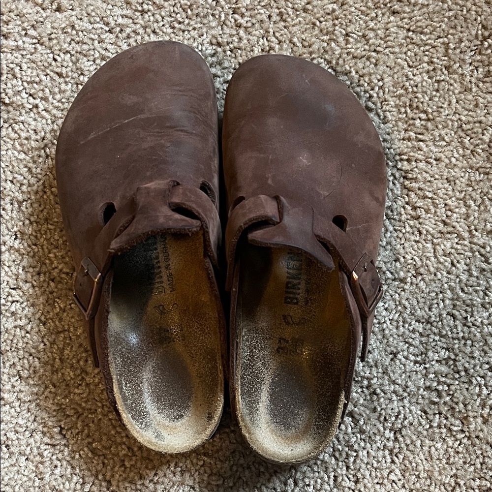 Birkenstock Dark Brown Leather Boston Clogs